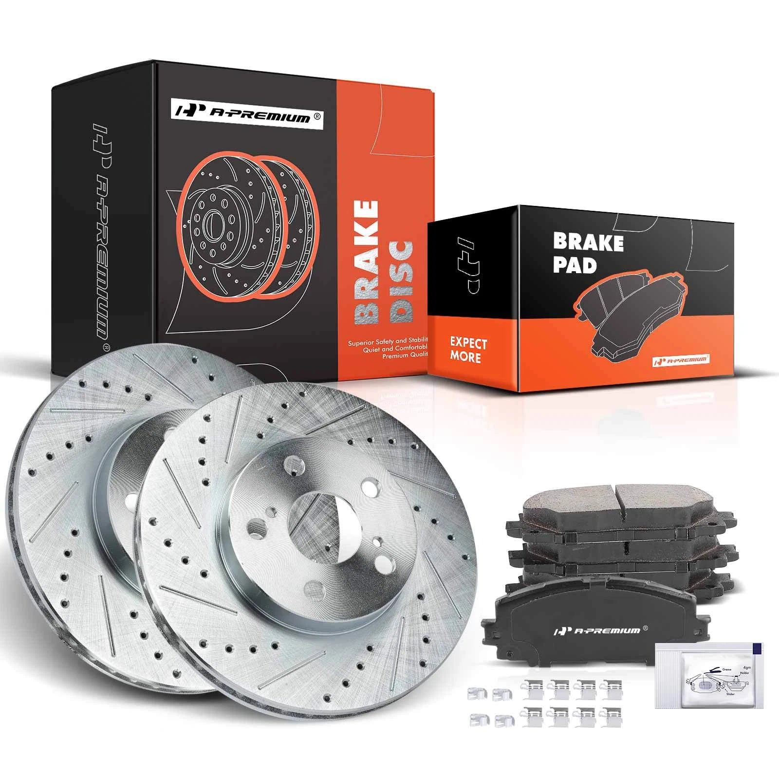 Front Drilled Brake Rotors & Ceramic Pads for Toyota Prius Lexus 1.8L (2011-2018)