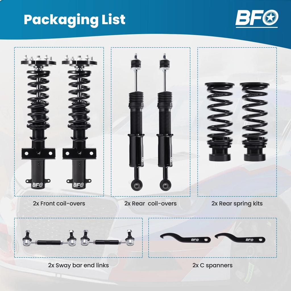 BFO Coilovers Lowering Suspension Kit for Mustang (2005–2014) Adj Height