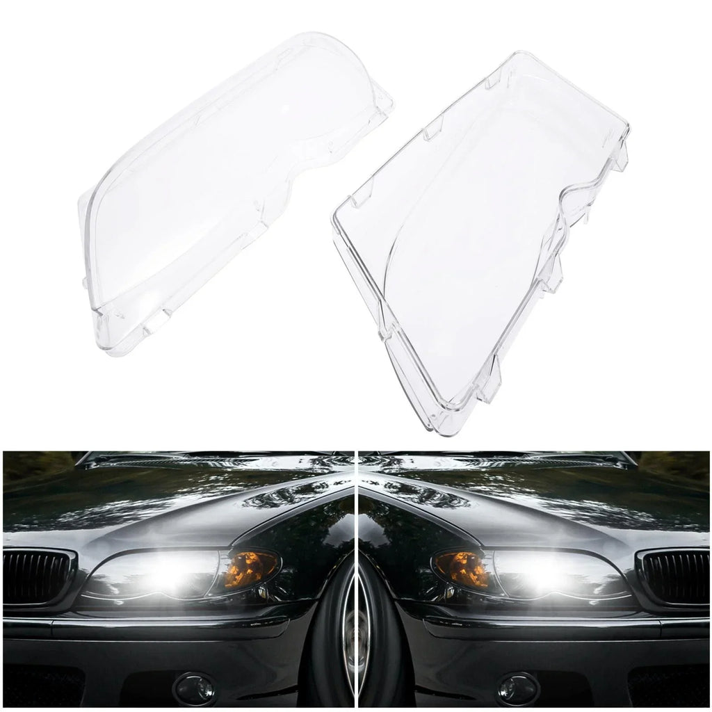 1 Pair Car Front Headlight Headlamp Lens Cover PC Shell for BMW E46 (1998 - 2006)