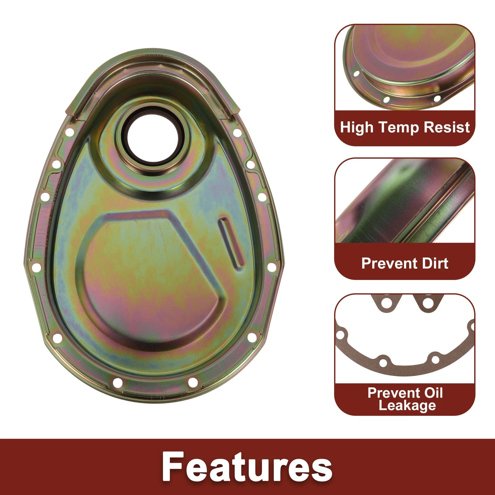 Timing Chain Cover Kit with Gasket Seal Bolts for Chevy SBC 283 (1964–1980)