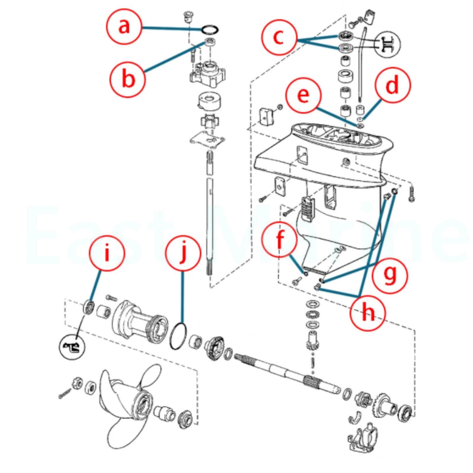 Lower Gearcase Seal Kit with Drain Screws for Johnson Evinrude 9.9 15 HP (396350)