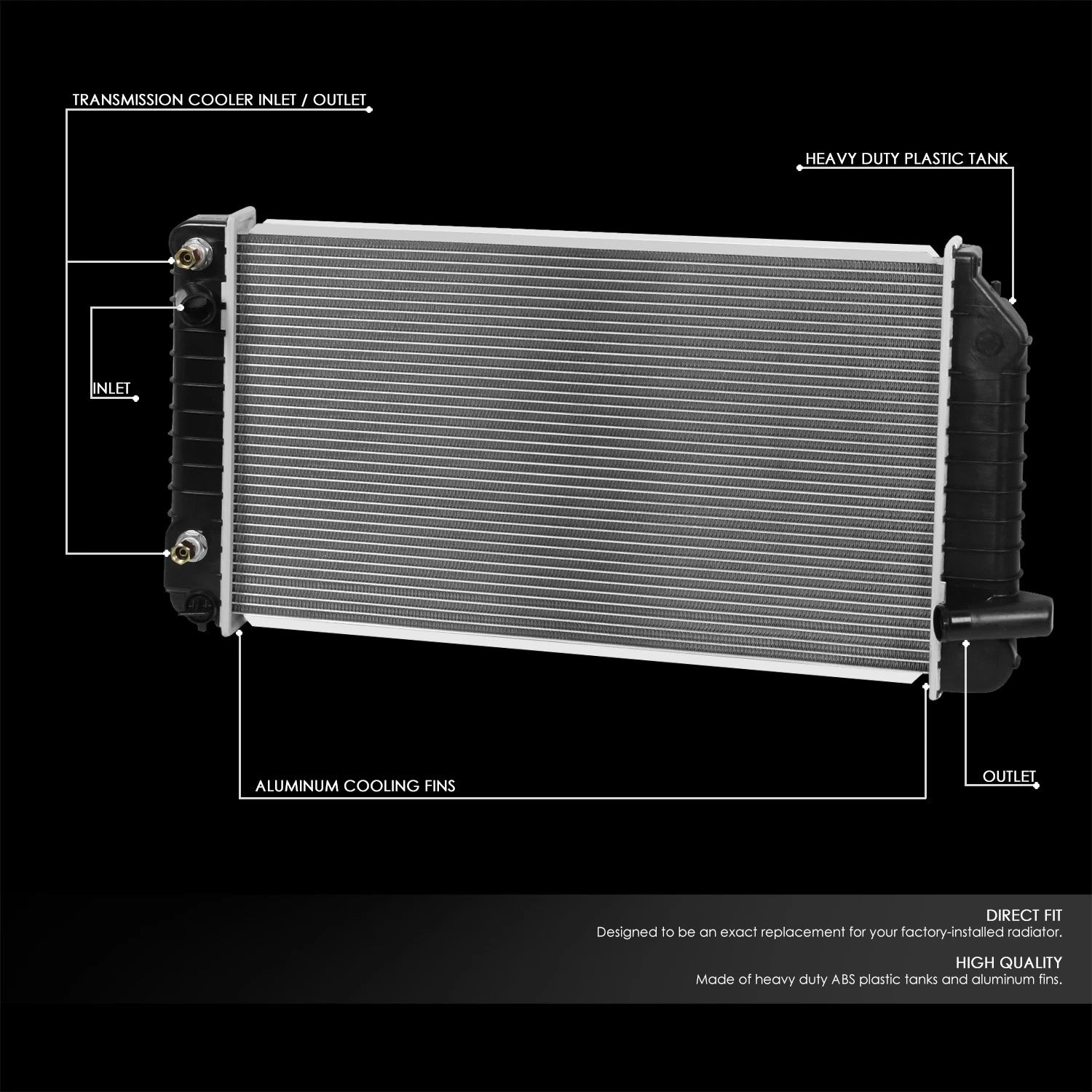 Aluminum Core Replacement Radiator for Skylark Achieva Grand Am (1992–1993) DPI 1343