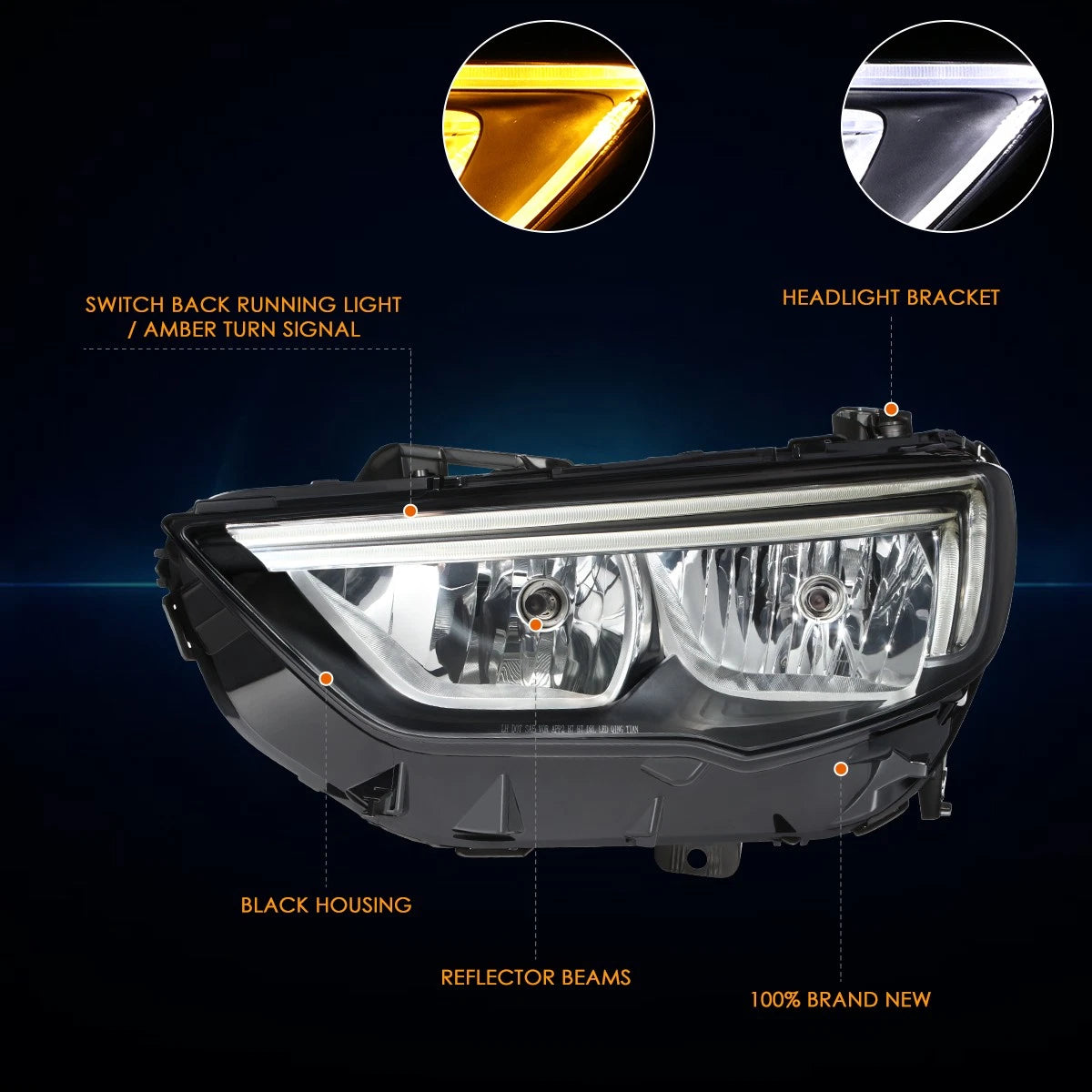 Switchback LED DRL Turn Signal Headlight Left for Regal Sportback/Tourx (2018–2020)