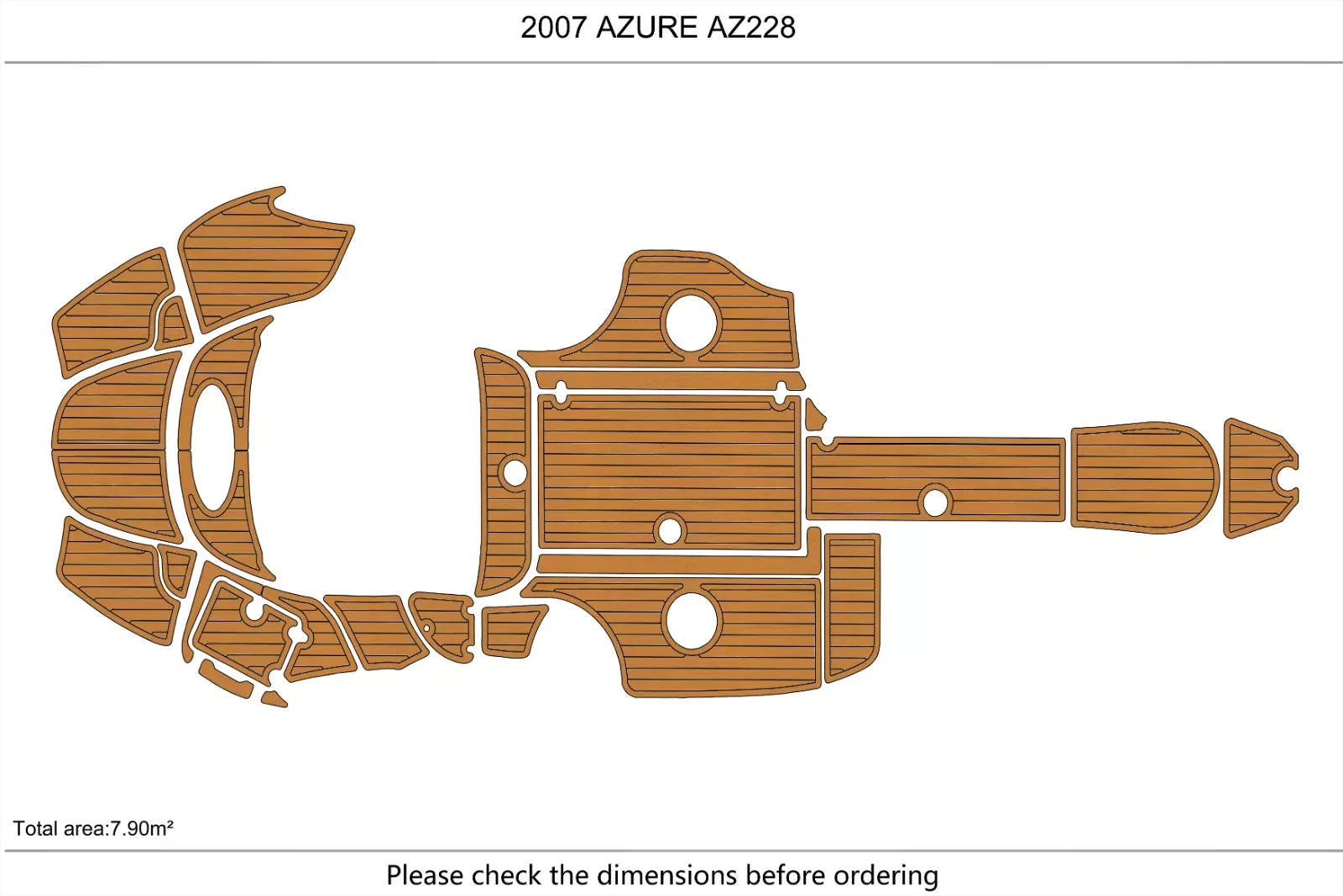 Swim Platform Cockpit Pads for Azure AZ228 (2007) - EVA Foam Teak Deck Mat