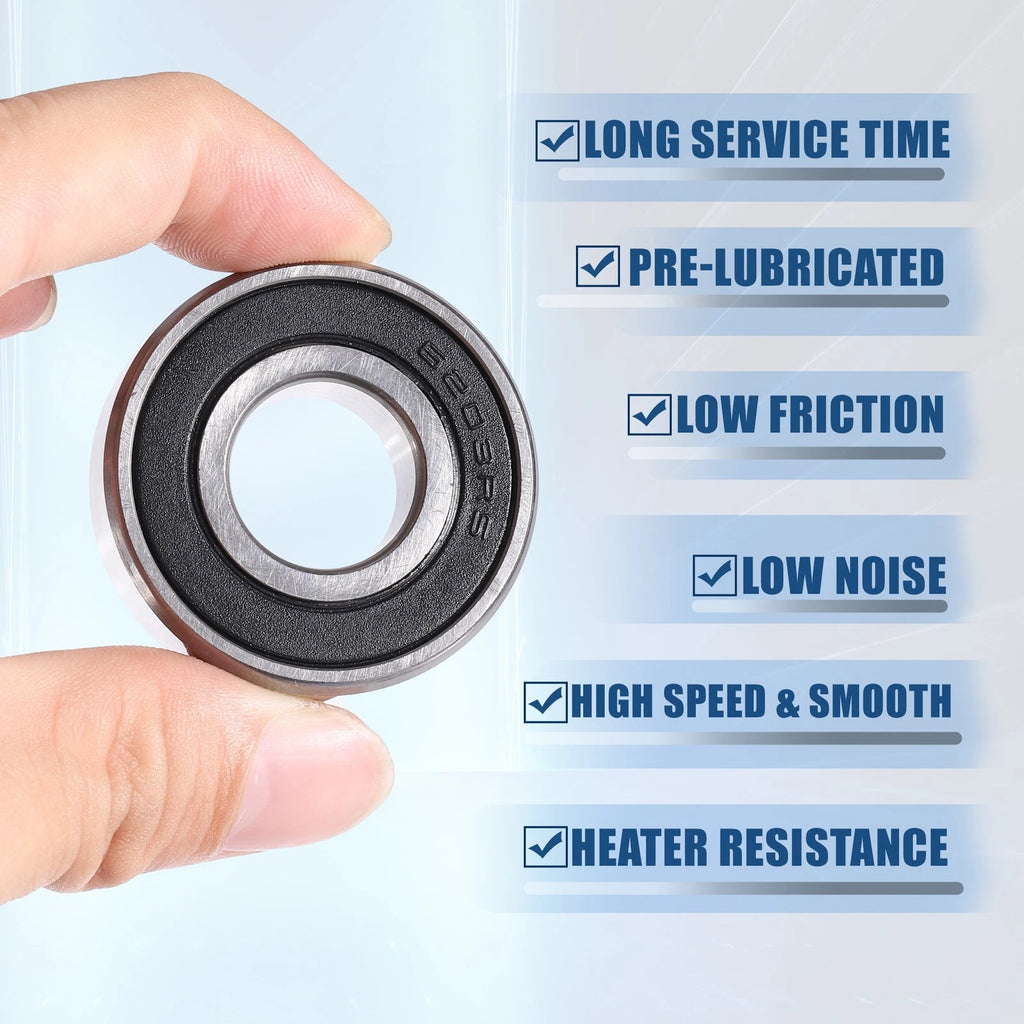 2pcs 6203-2RS Deep Groove Ball Bearings for Auto (17x40x12mm)