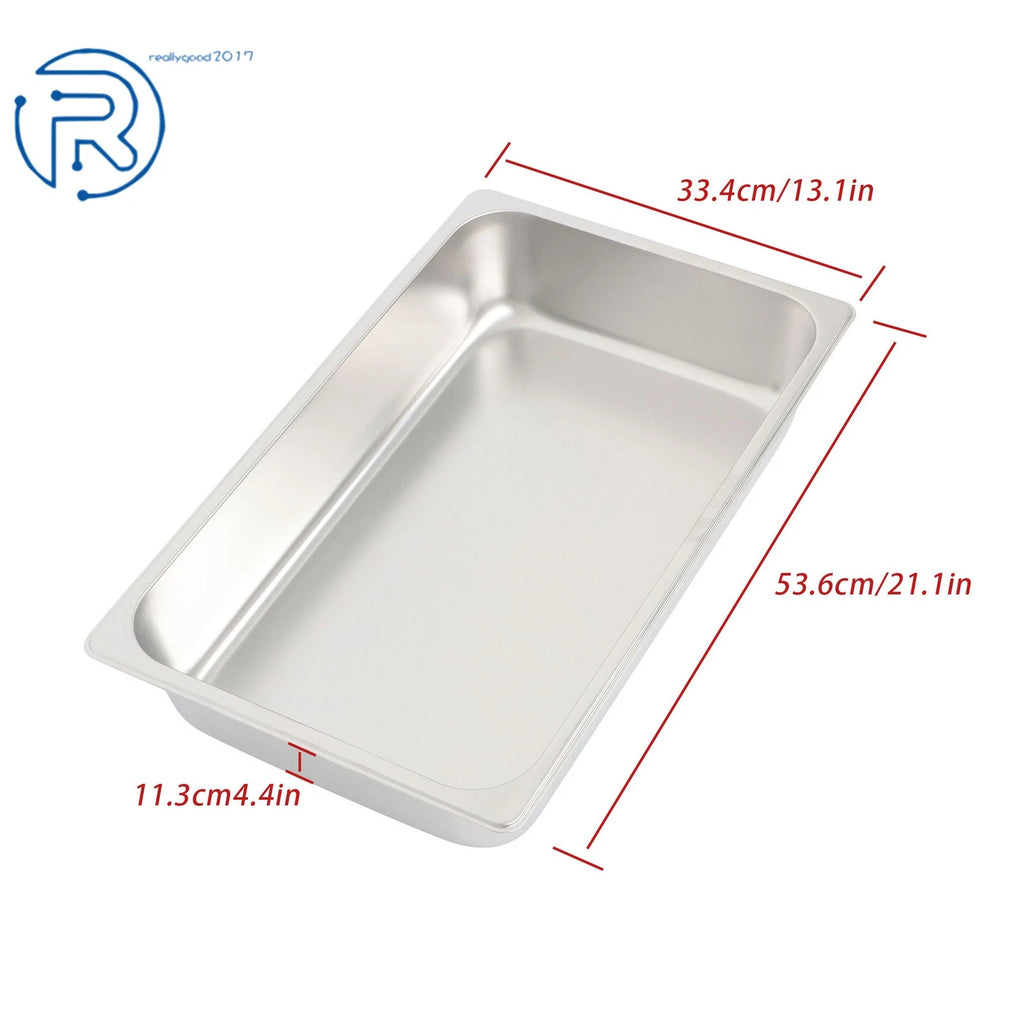 Set of 2 Full Size Hotel Pans for Commercial Use (4" Deep)