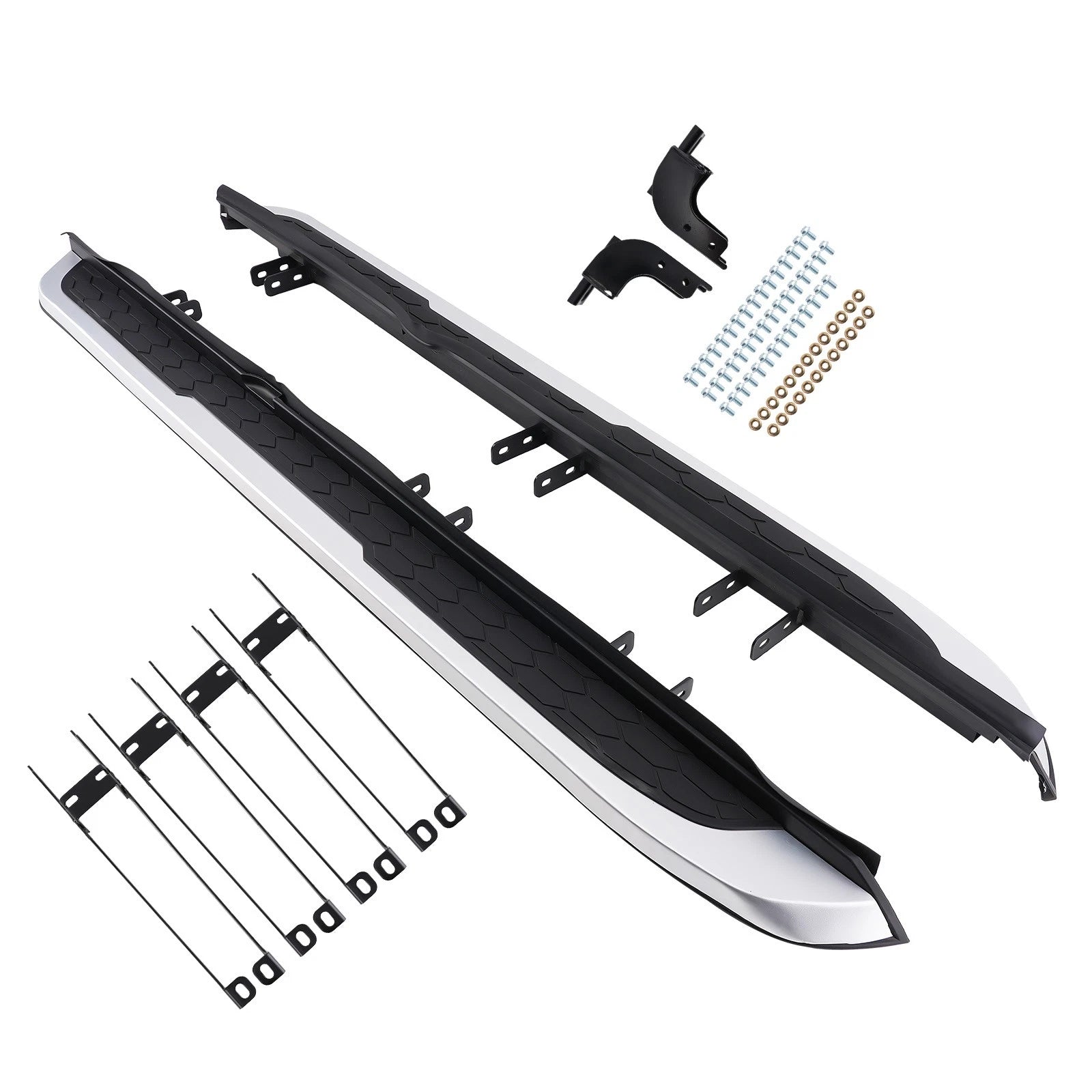 Set of 2 Running Board Side Step Bars for Honda CR-V (2017–2022) Black Silver