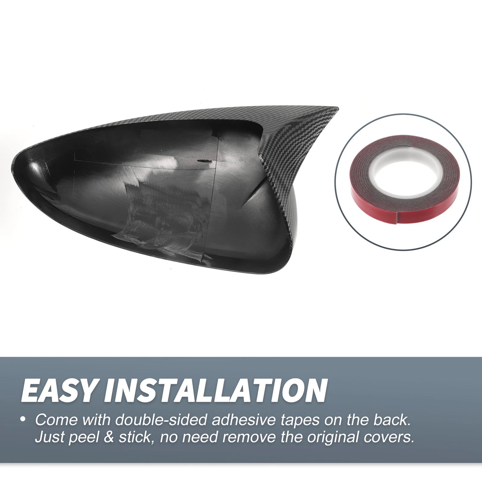 Pair Rearview Mirror Cover Overlay Black Carbon Fiber for Chevrolet Cruze (2011–2019)