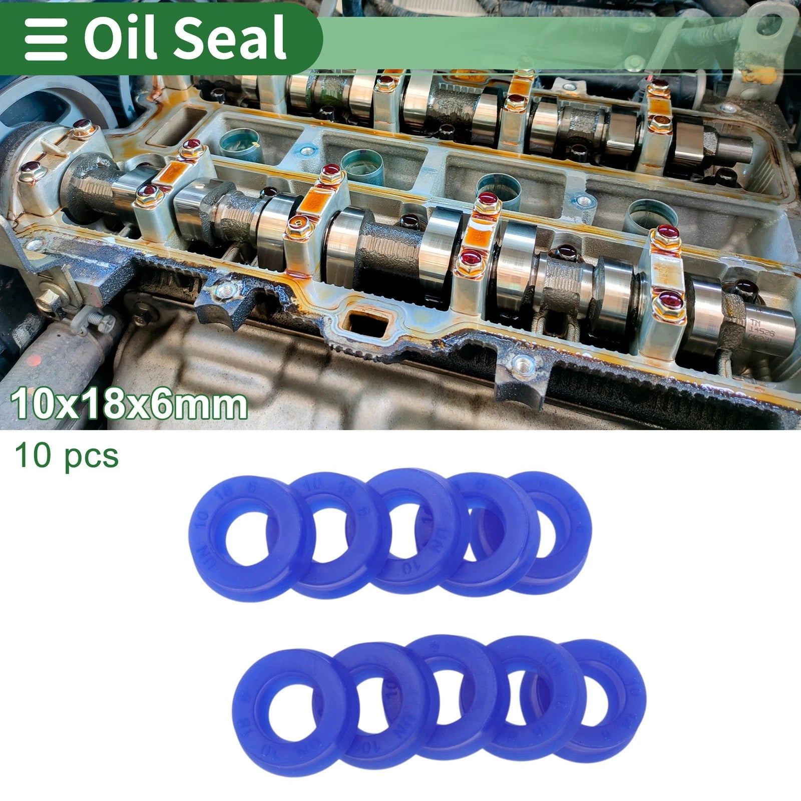 Set of 10 Oil Seal Ring 10x18x6mm for Rotary Shaft (High Pressure)