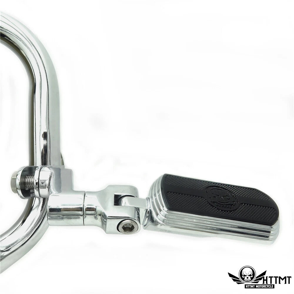 Chrome 1 1/4" Gear Skull Foot Peg Clamp for Harley Sportster Touring Dyna