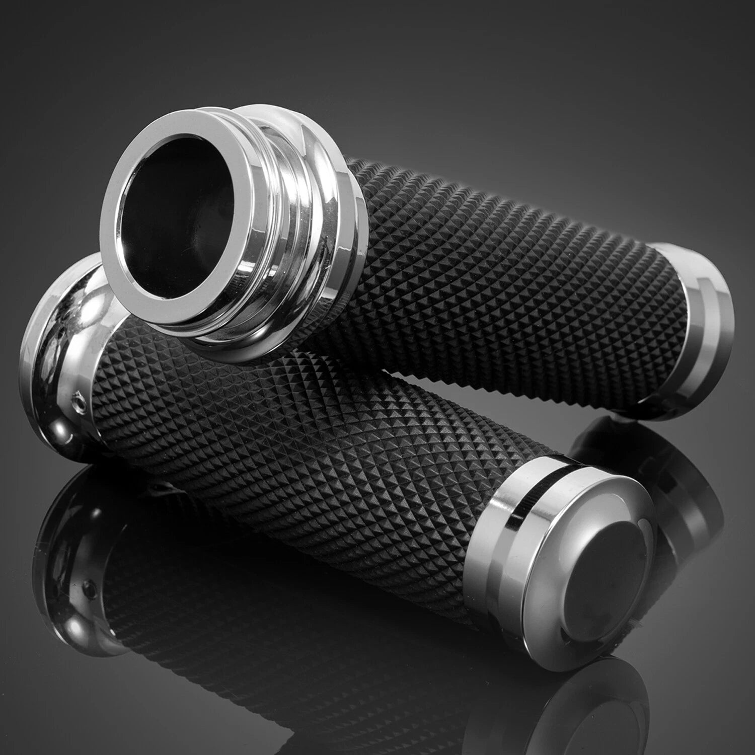 1" 25mm Chrome Motorcycle Hand Grips for Harley Honda Kawasaki Yamaha