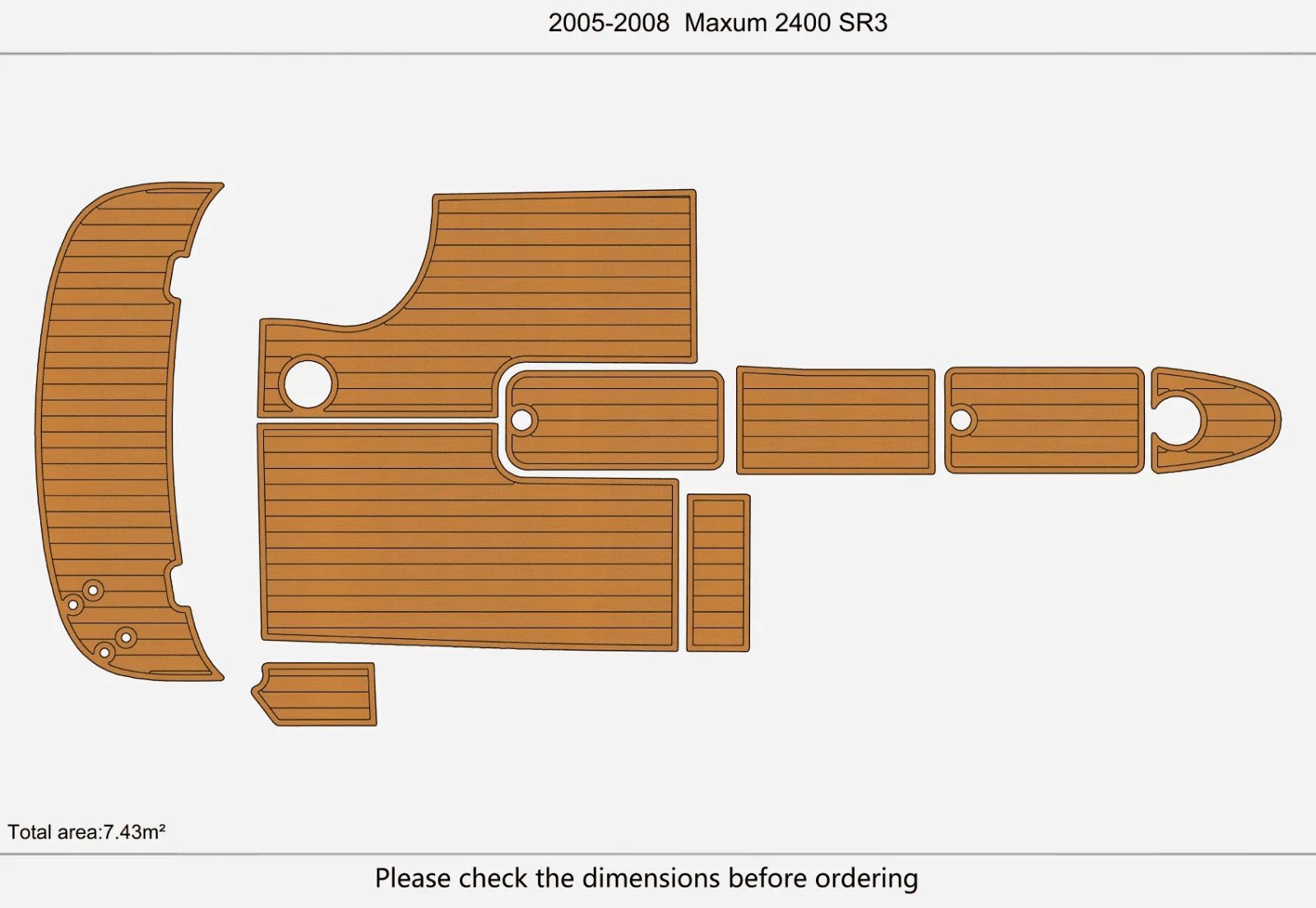 EVA Foam Teak Deck Flooring Pads for Maxum 2400 SR3 (2005)