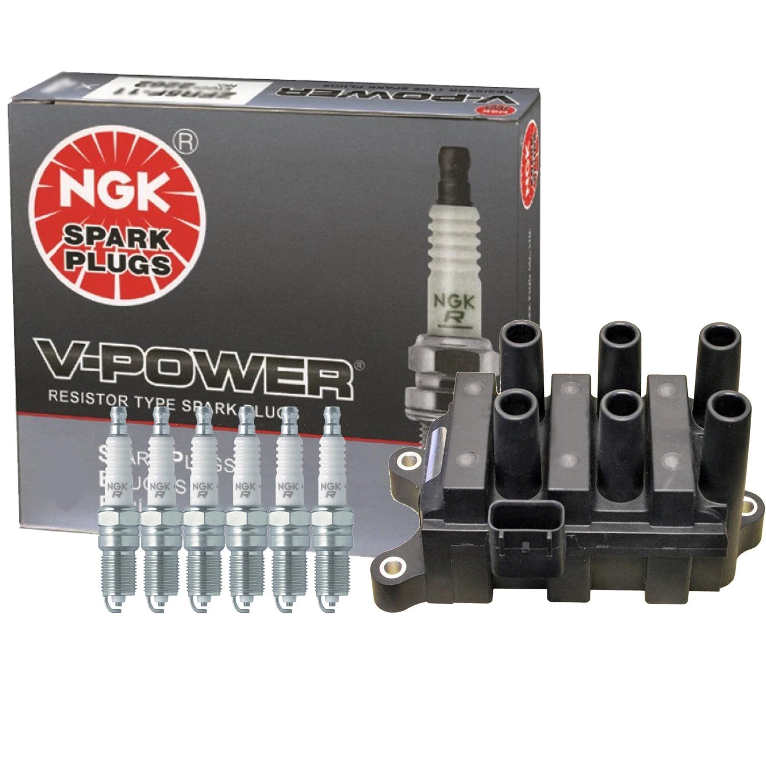 Denso COP Ignition Coil & NGK 6 VPower Spark Plugs Kit for Taurus Sable (1996–2005)