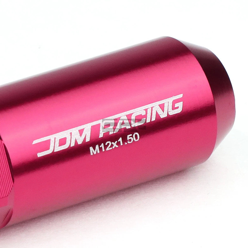 20x M12x1.5 90mm Tall Pink Aluminum Spiked Lug Nuts + Adapter