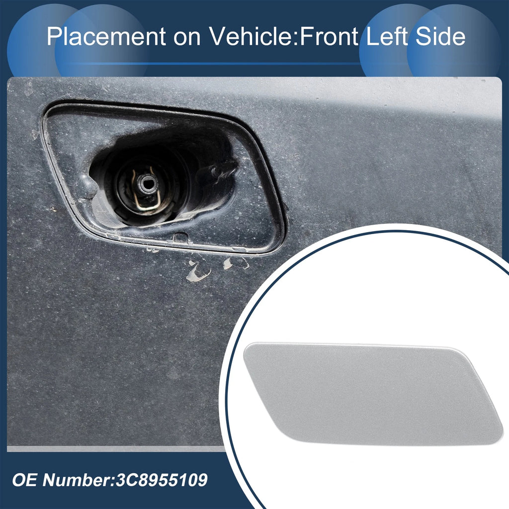 Front Left Washer Nozzle Cover Cap for Volkswagen Passat CC (2008–2012) Silver Tone