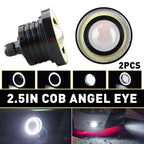 Set of 2 2.5" Round Projector LED Halo Fog Lights for Universal Fit