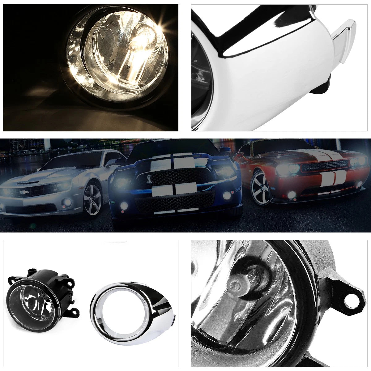 Clear Lens Front Bumper Fog Lights with Bezel & Switch for Ford Fiesta (2009–2010)