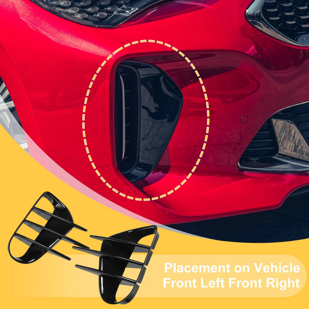 Fog Light Cover Trim Set for Kia Stinger (2018–2023) Glossy Black