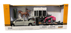 1/32 Case SV340B Skid Steer & RAM Pickup Flatbed Trailer with Accessories