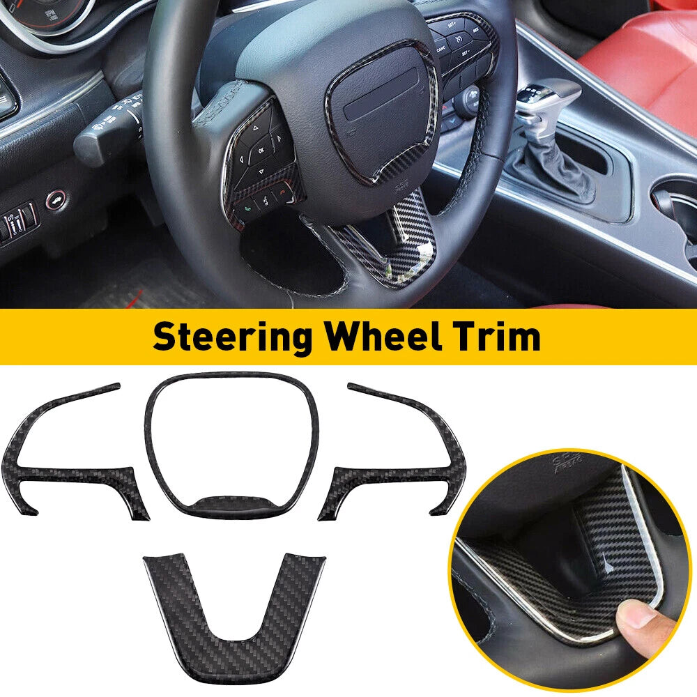 Carbon Fiber Steering Wheel Cover Trim for Dodge Charger (2015–2023)