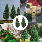 10Pcs Micro Pine Trees for Model Train Layout Scenery (HO-Z)