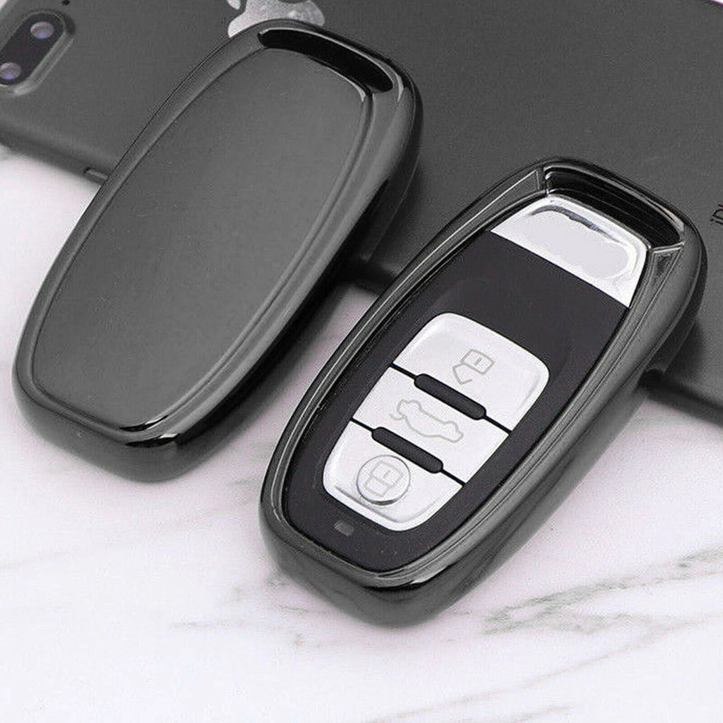 Remote Smart Key Fob Case Glossy Black Shell Protector for Audi A3 A4 A5 A6 A8 (1997-2024)