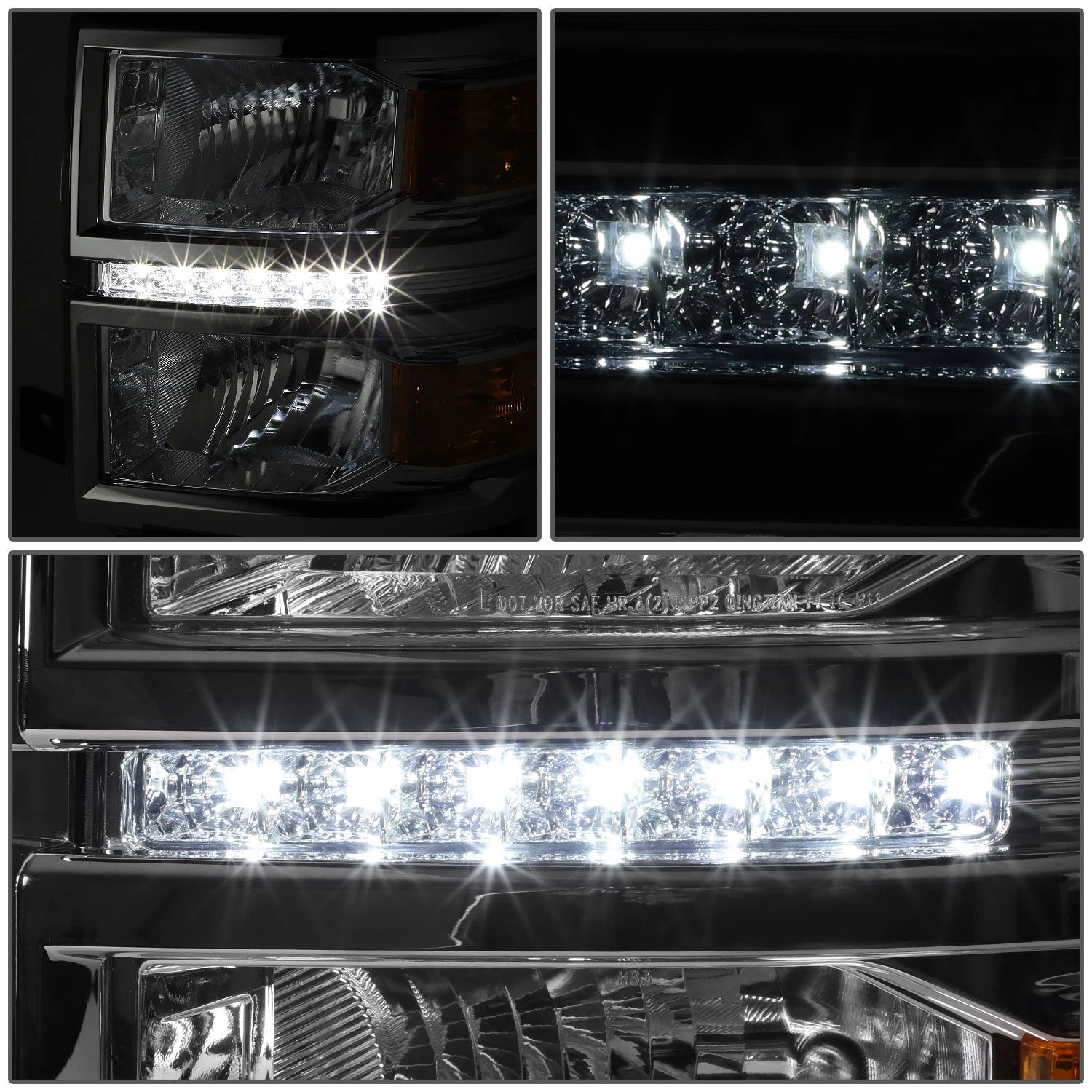 LED DRL Chrome Amber Side Headlight Lamps for Silverado 1500 (2014–2015)