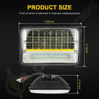 1pc 4"x6" Ultra White Hi/Low Beam DRL Square Headlight Universal