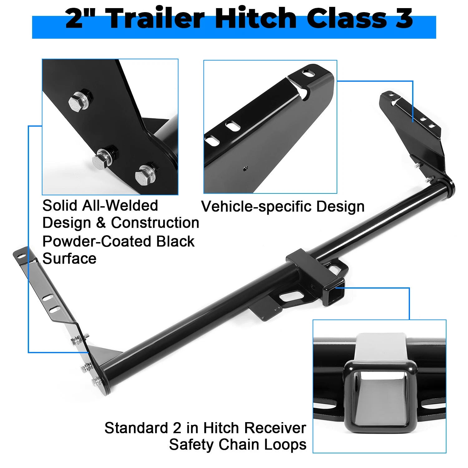 Class 3 Rear Bumper Towing Trailer Hitch Receiver 2" for Toyota Sienna (2004–2020)