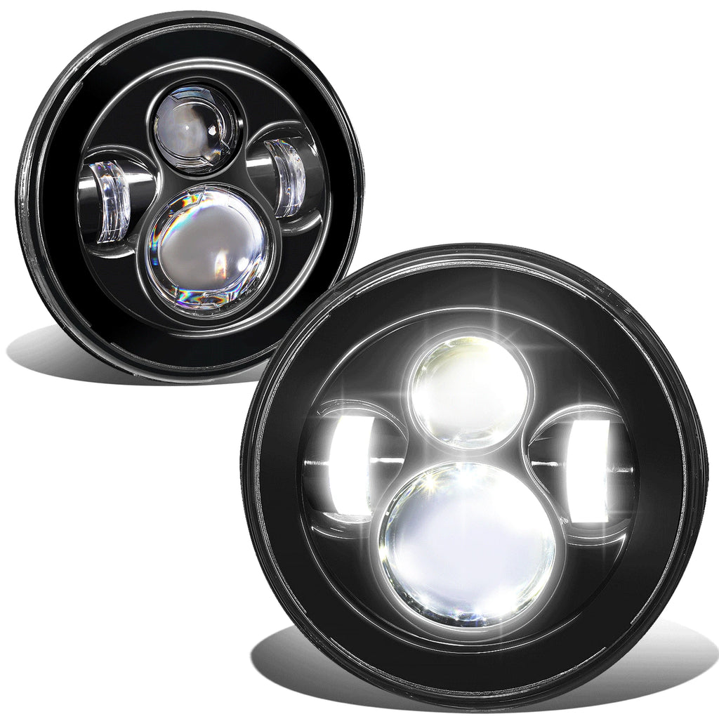 LED DRL Projector Headlights for Jeep Wrangler JK (2007–2018) - Black Housing