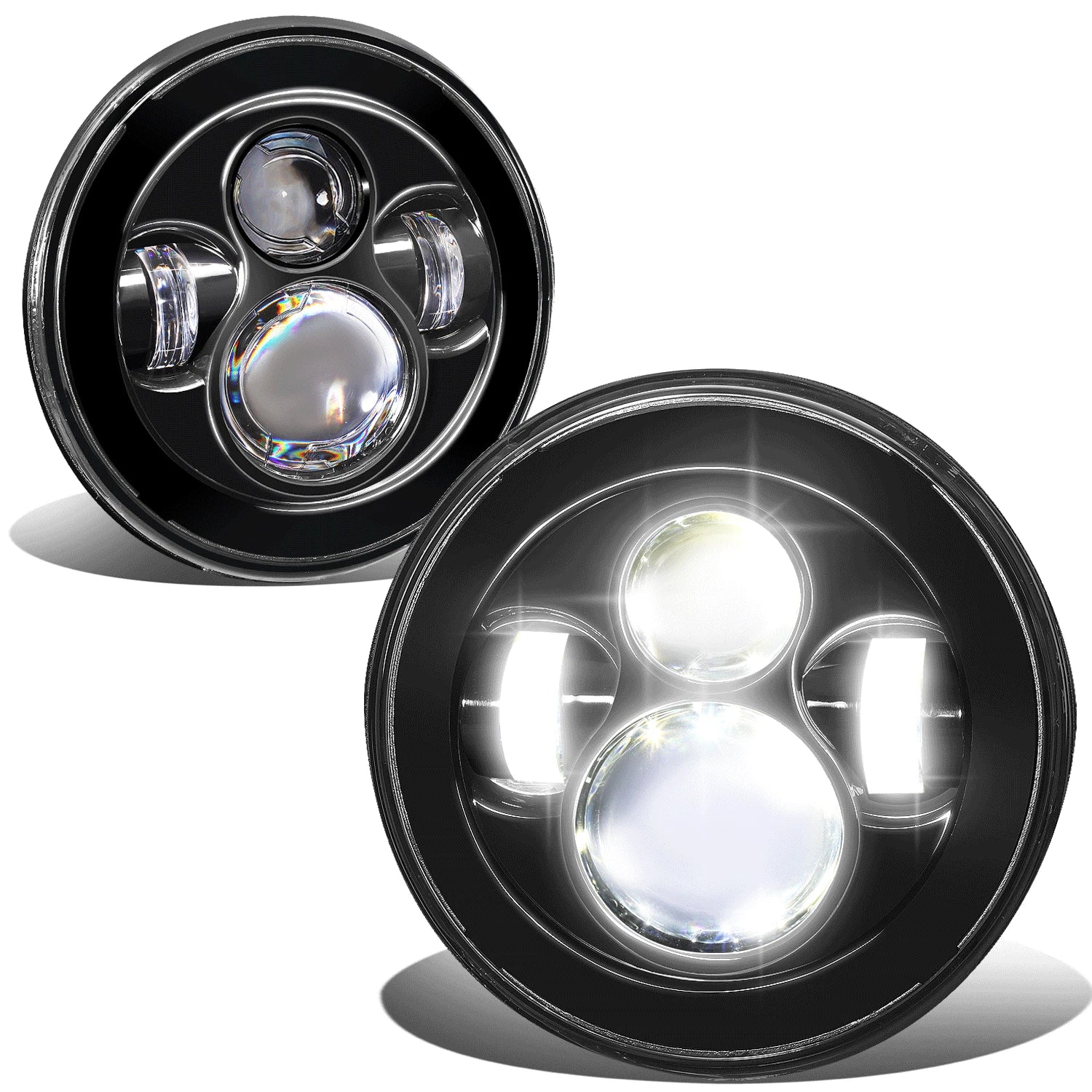 LED DRL Projector Headlights for Jeep Wrangler JK (2007–2018) - Black Housing