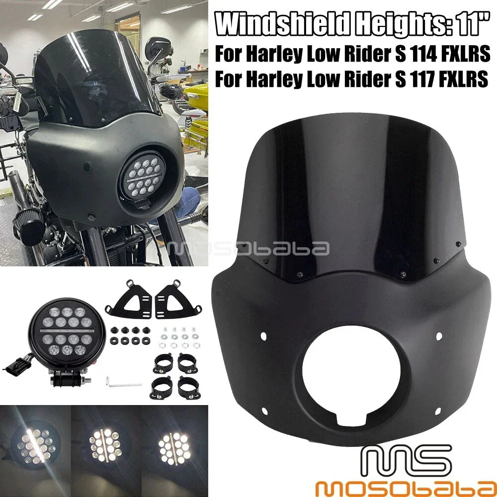 11" Smoke Windscreen & Hi/Low Headlight for Harley FXLRS (2021-2023)