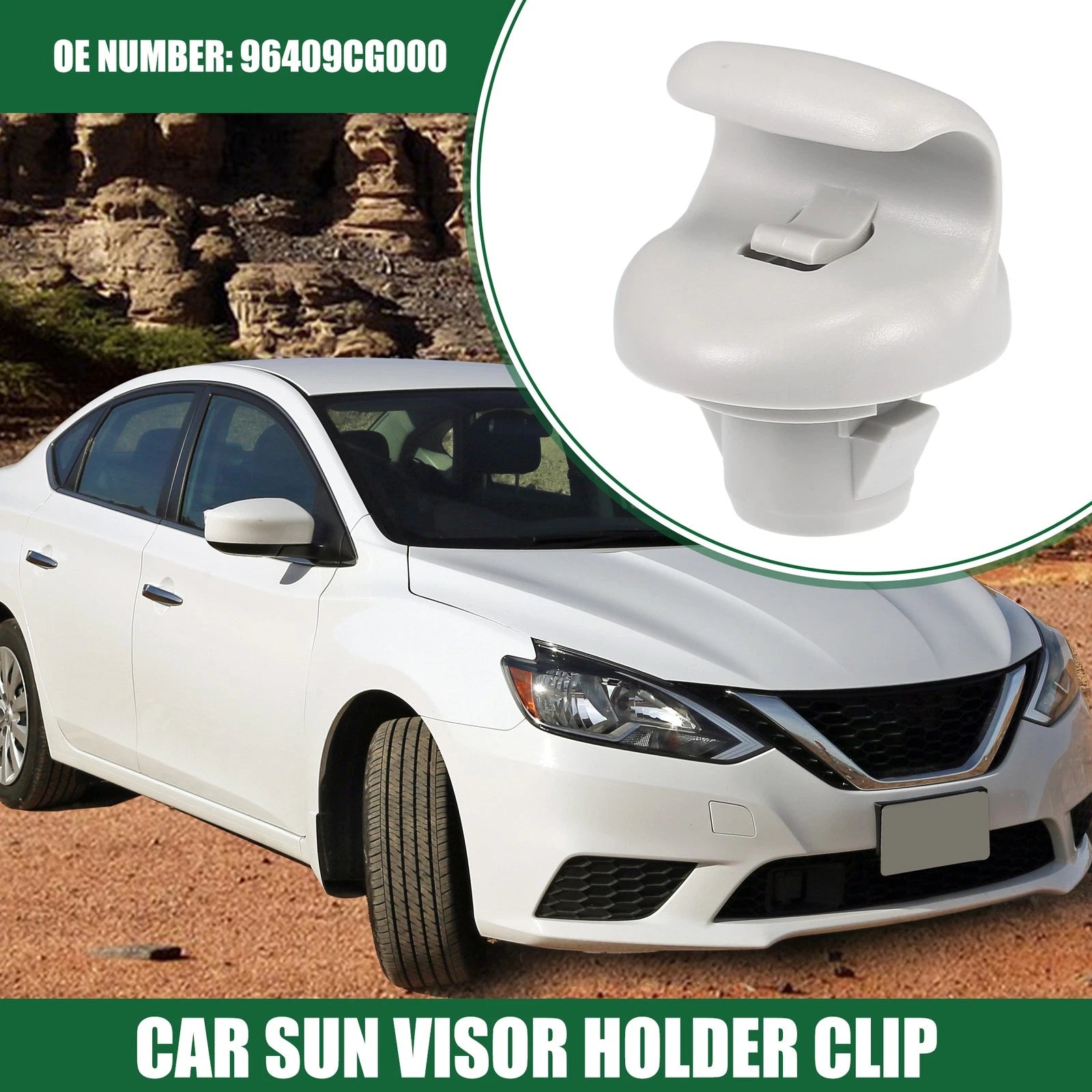 Sun Visor Holder Clip for Nissan Sentra (2015–2019) No. 96409CG000 Gray