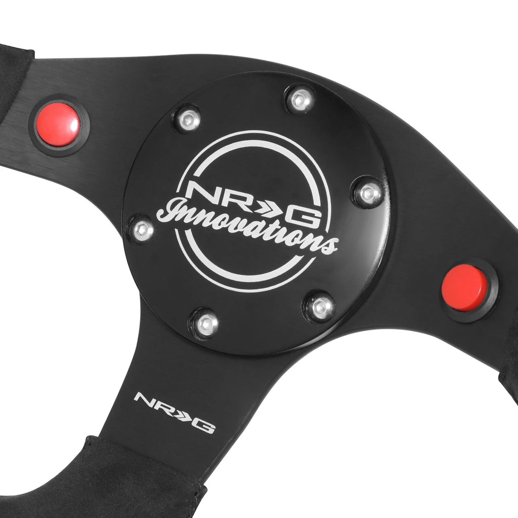 320mm Dish Steering Wheel for NRG (3-Spoke, Yellow Stripe, Alcantara)