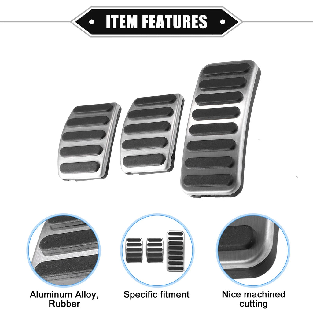 3pcs Accelerator Gas Brake Pedal Cover for Suzuki  Silver Tone