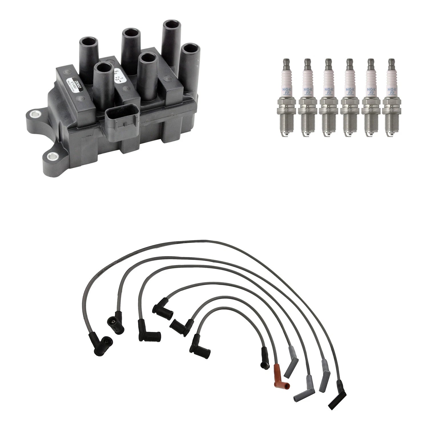 Denso Ignition Coil Wires & NGK Spark Plugs Kit for Ranger V6 (1993–2011)