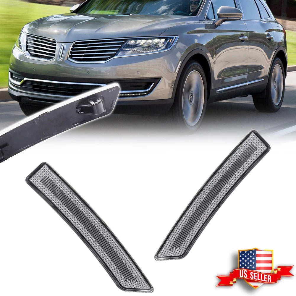 Clear Lens Front Fender Side Marker Reflector Lights for Lincoln Nautilus (2019–2022)