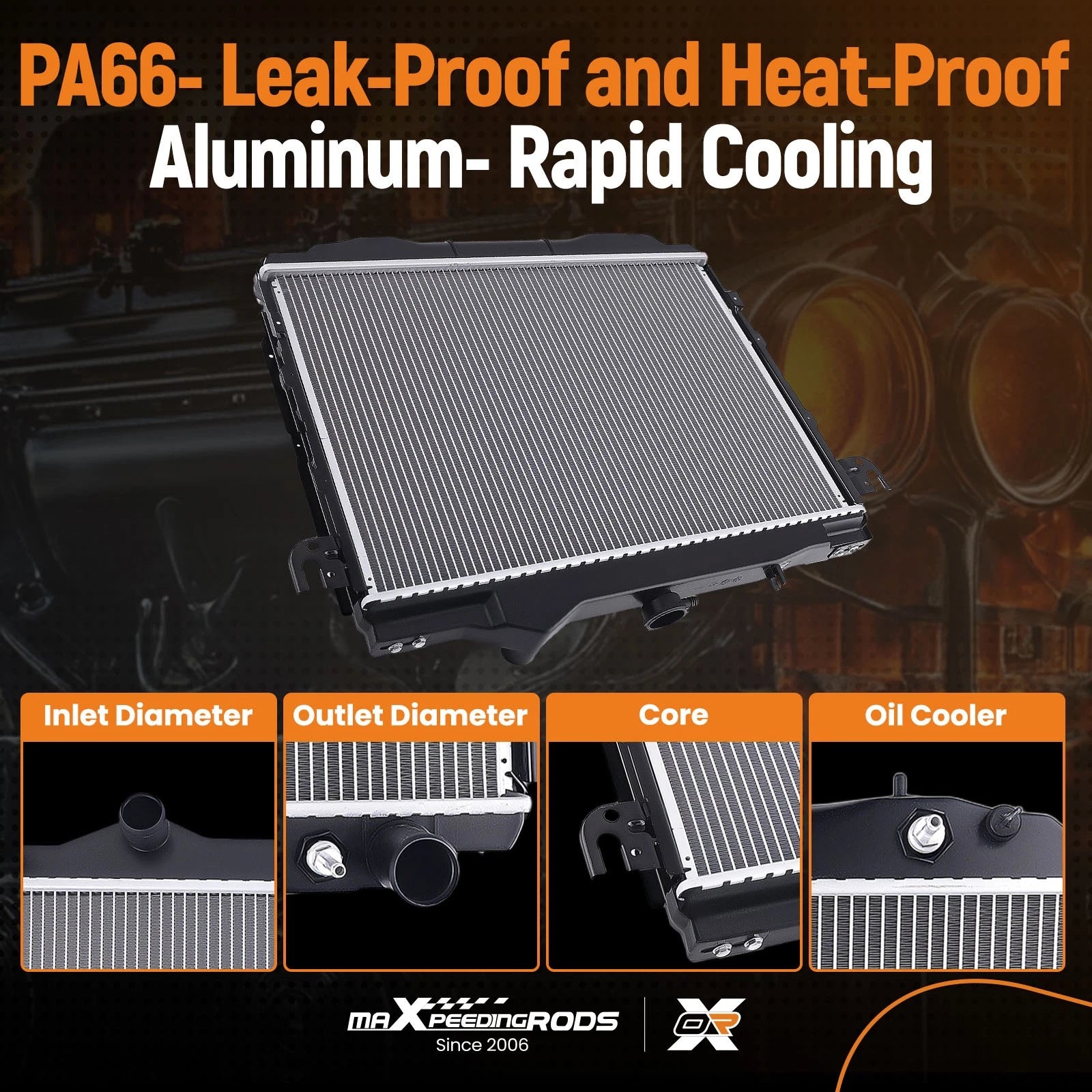 Cooling Radiator for Dodge Dakota (1992–1996) with Trans Cooler