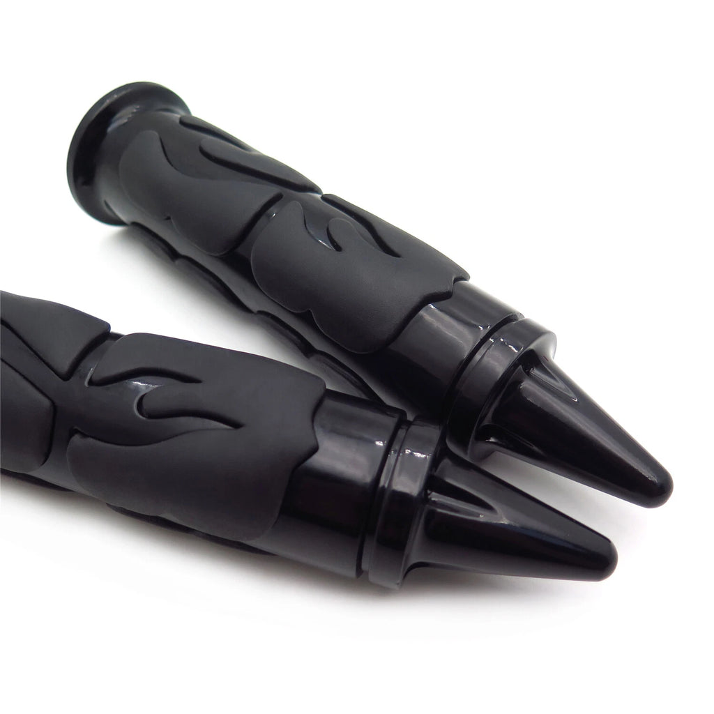 Black Flame Rubber Hand Grips 1" 25mm for Chopper/H-D/Suzuki/Kawasaki/Yamaha