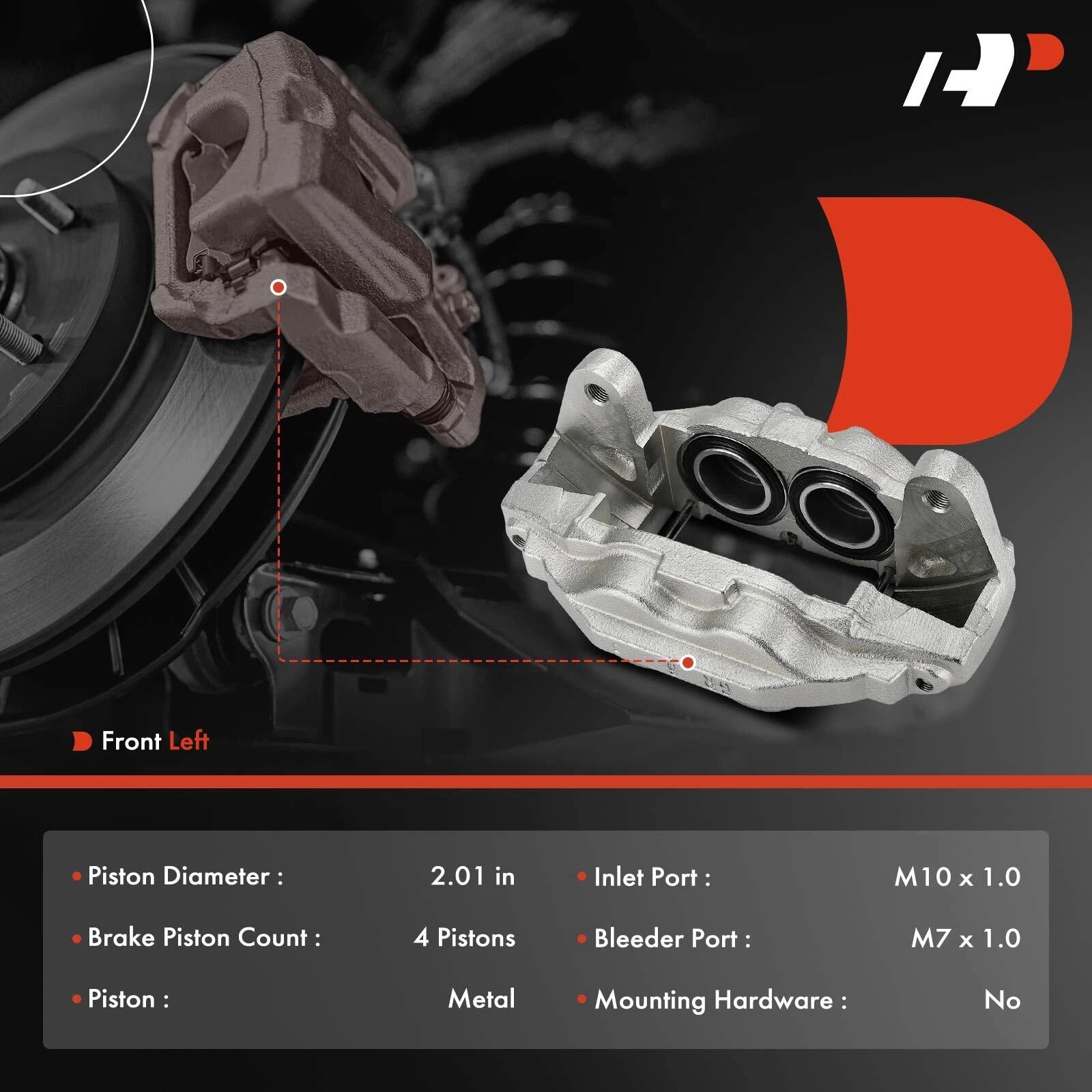 Front Left Disc Brake Caliper with 4 Pistons for Toyota Tundra Sequoia (2000–2007)