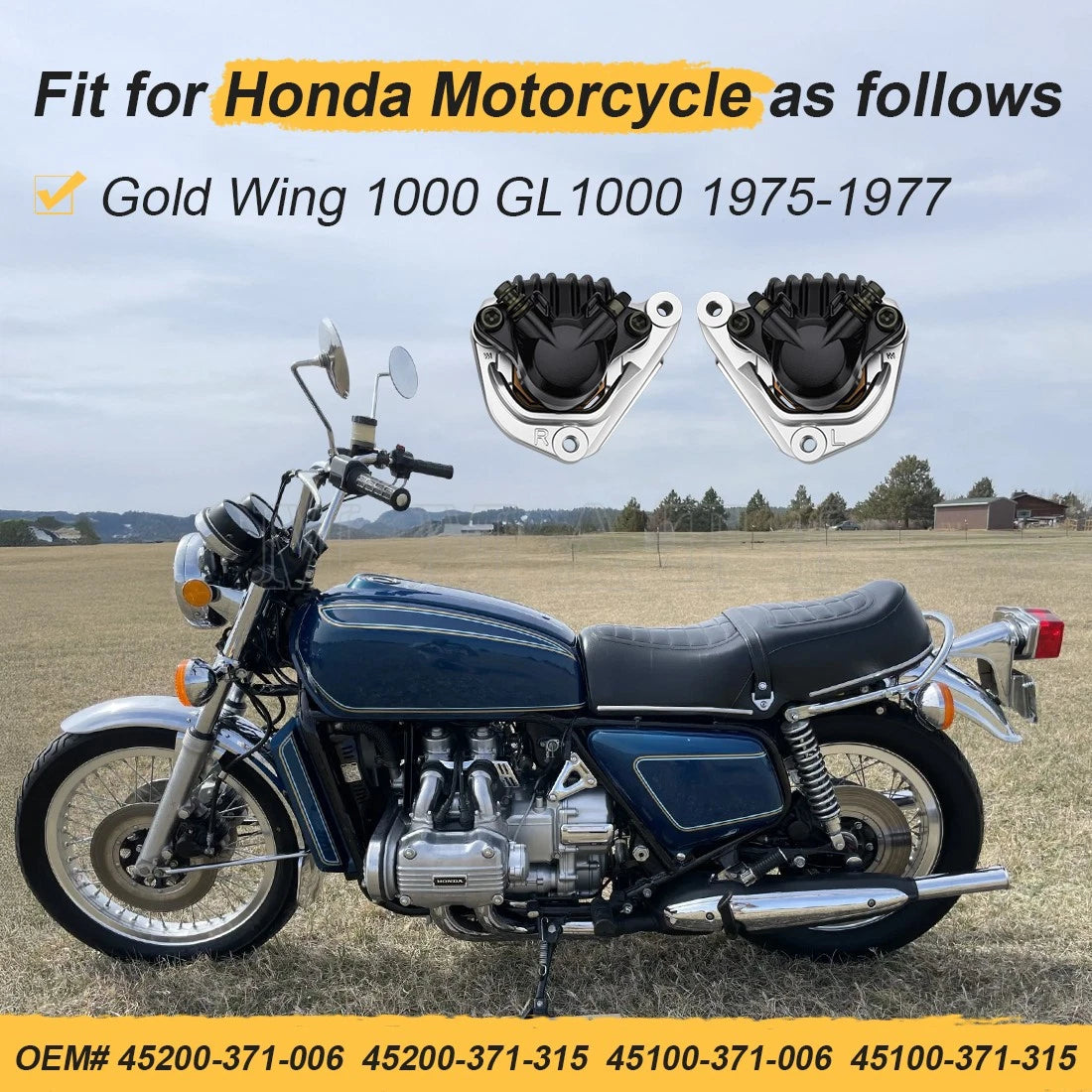 Set of 2 Front Brake Calipers for Honda Goldwing 1000 GL1000 (1975–1977)