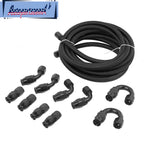 6AN Nylon Braided E85 PTFE Fuel Line Kit with 10 Fittings & Clamp - 20ft