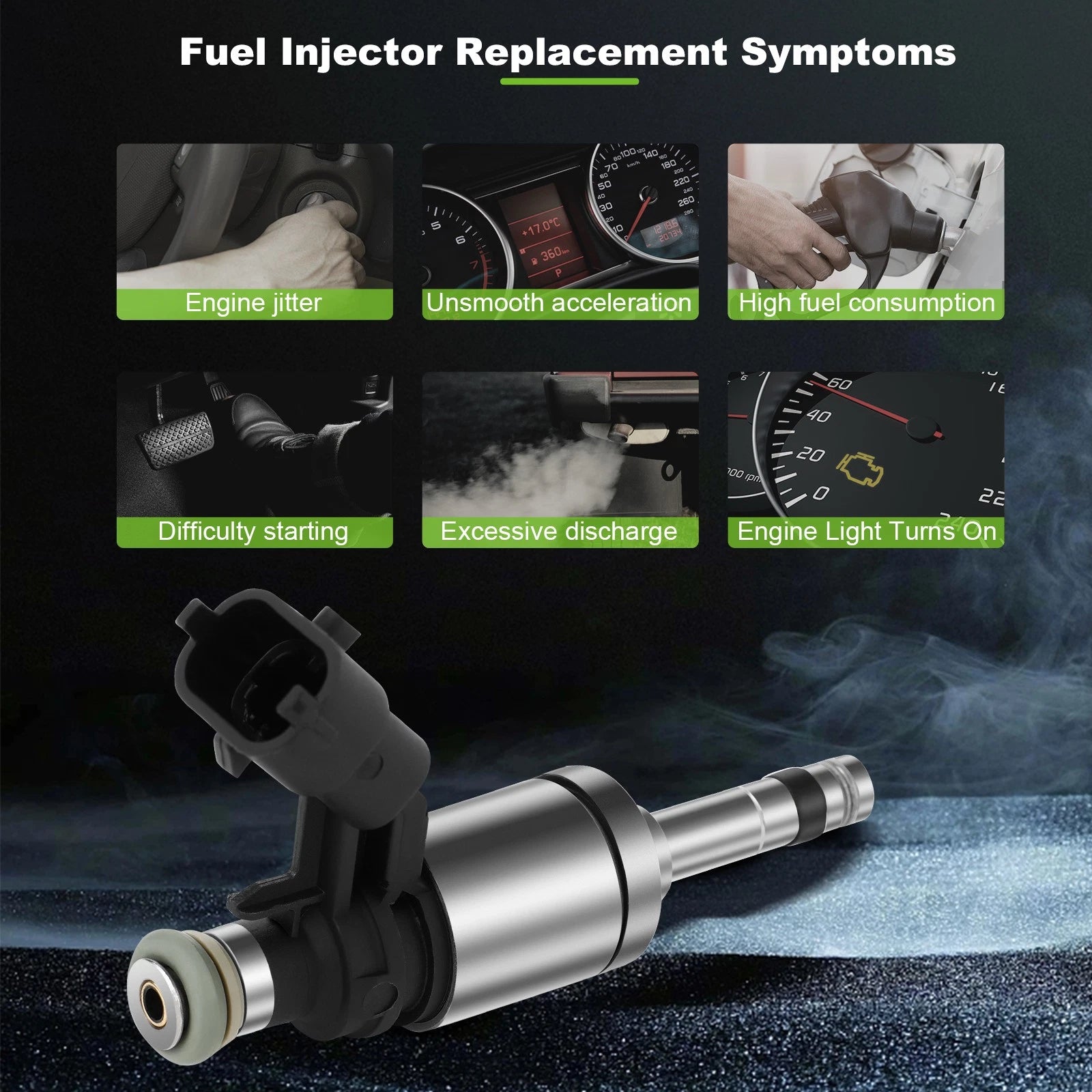 Set of 4 Fuel Injectors for Ford Fusion Escape Edge Land Rover LR2 Lincoln MKT (2.0L)