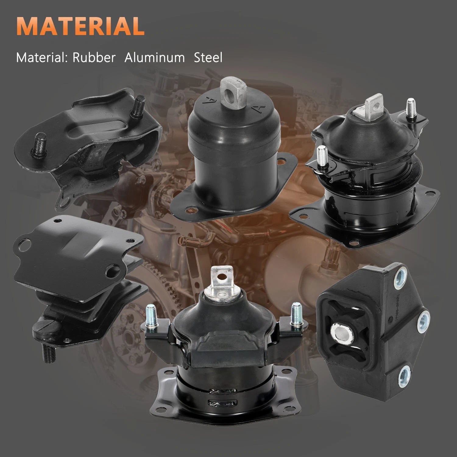 Set of 6 Motor Mounts for Acura TL (2005–2006) & Honda Accord (2003–2007)