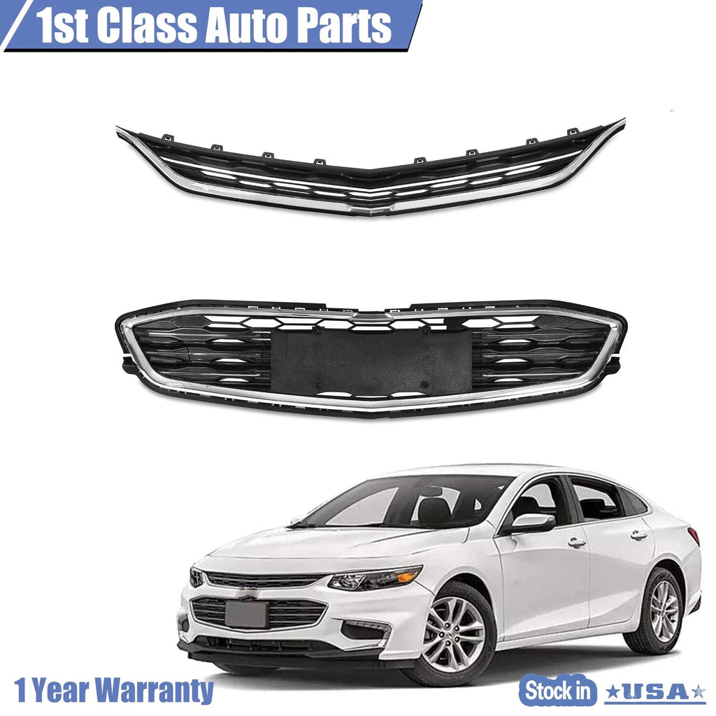 Grille Honeycomb Mesh Black with Chrome Trim for Chevy Malibu (2016–2018)