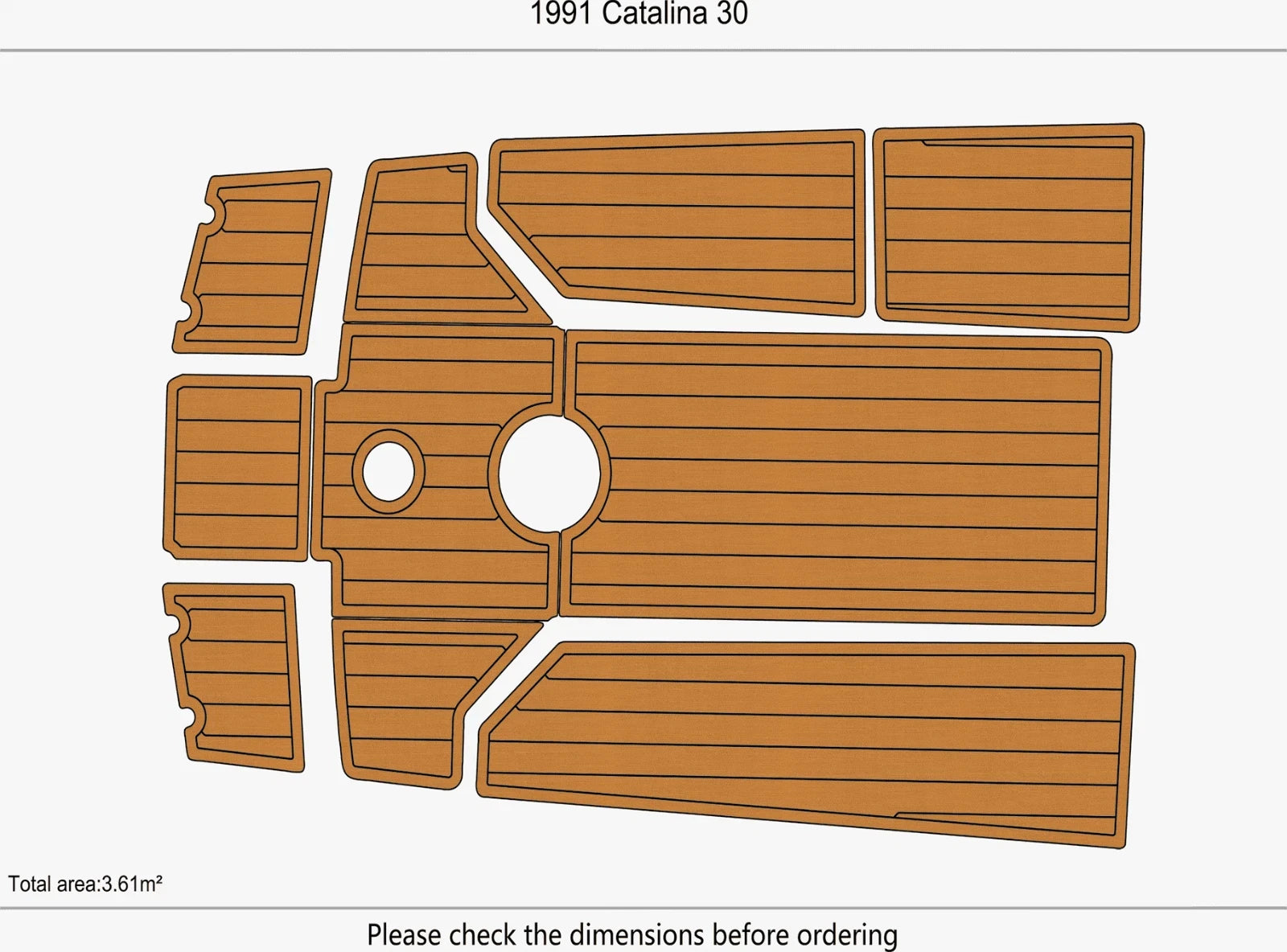 EVA Pad for Catalina 30 Boat (1991) - Faux Teak Deck Flooring Mat