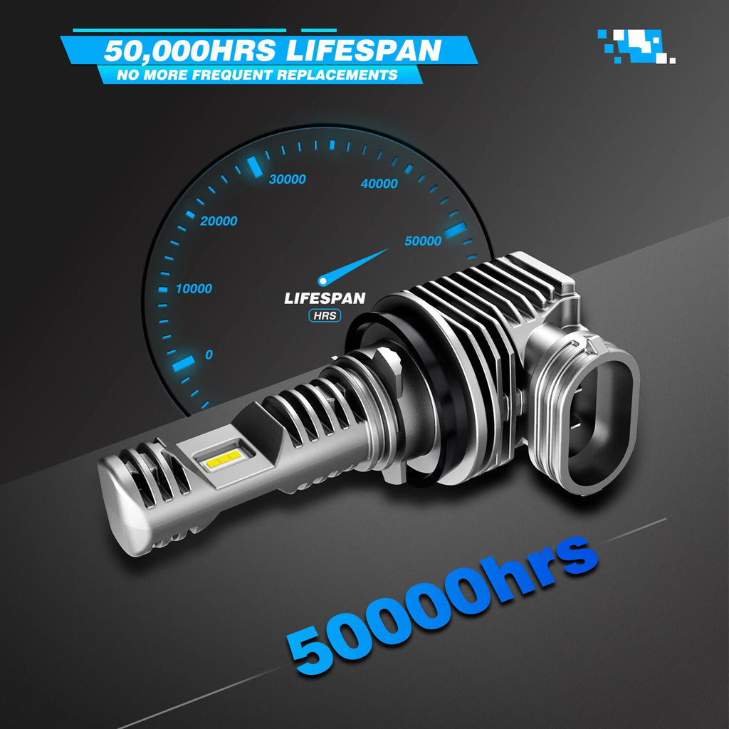 H11 LED Headlight Bulbs for Universal Fit (10000LM, 6500K, 40W)