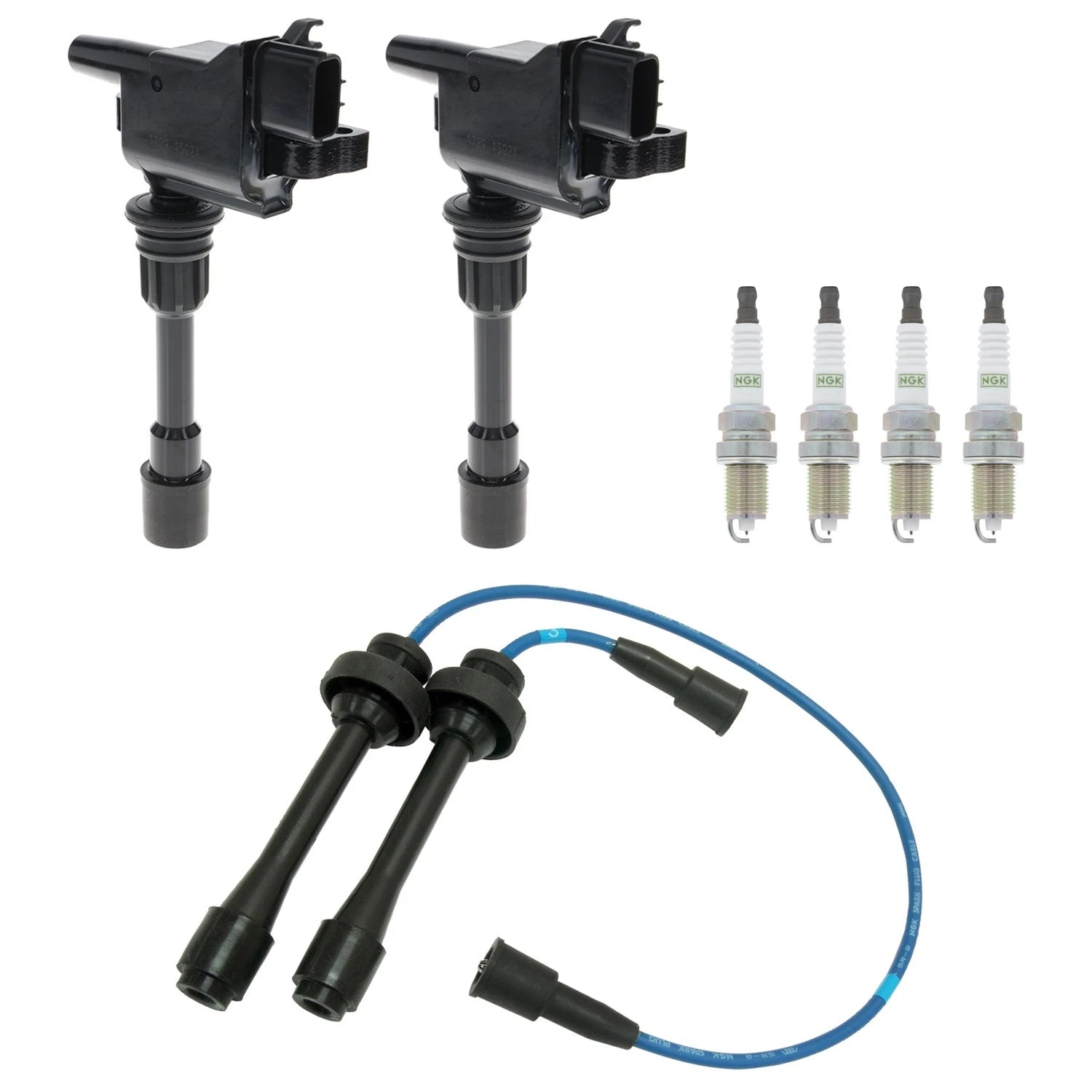 Set of 2 Ignition Coils & 4 NGK G-Power Spark Plugs for Mazda Protege (1999–2003)