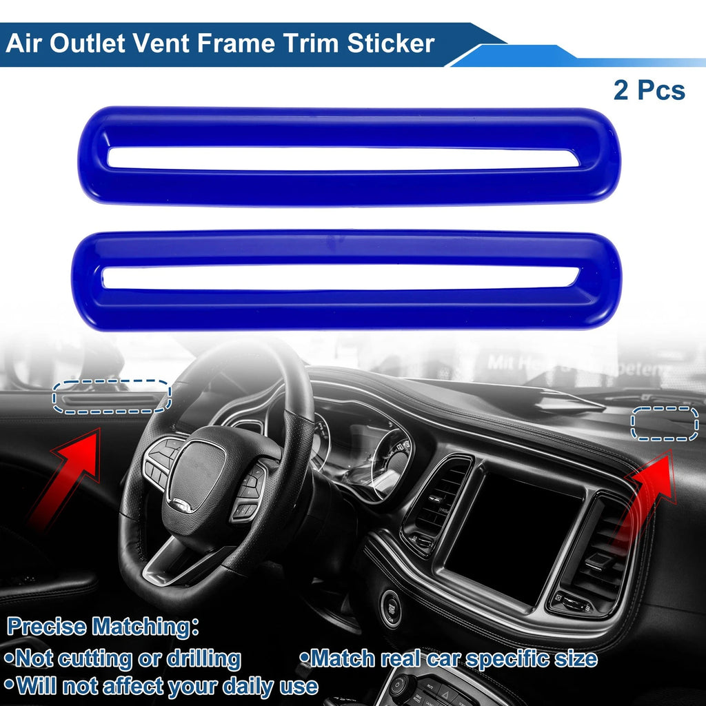 2X Air Condition Outlet Vent Trim Cover Frame for Dodge Challenger (2015–2023) Blue