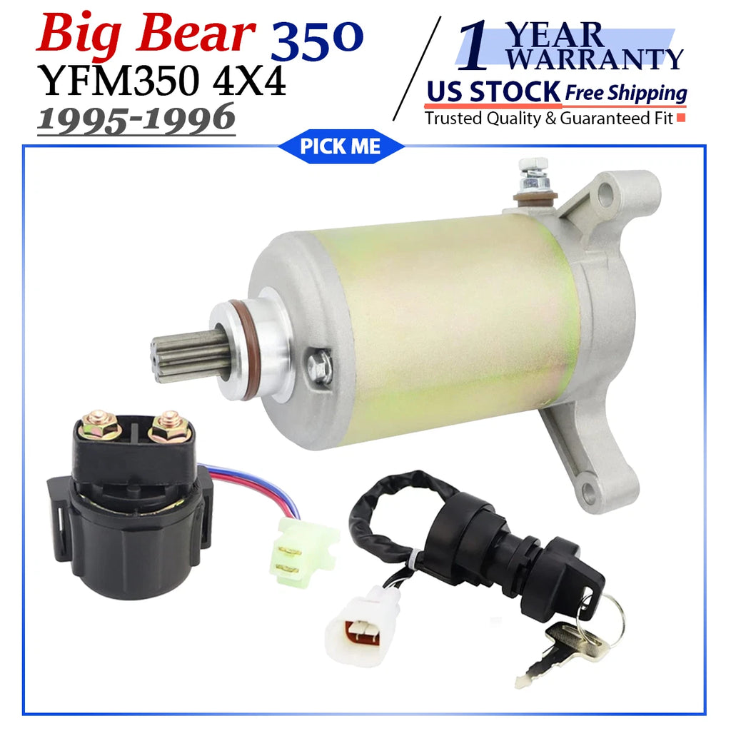 Starter for Yamaha Big Bear 350 YFM 350 4X4 (1995–1996) W/Bendix Relay